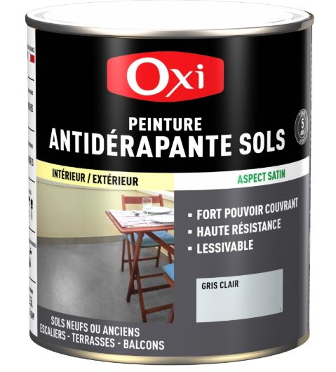 Peinture sol Antidérapante OXI, gris satiné, 0.5 l