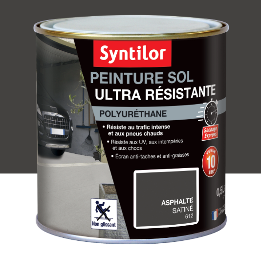 Peinture sol Ultra résistante SYNTILOR, asphalte satiné, 0.5 l