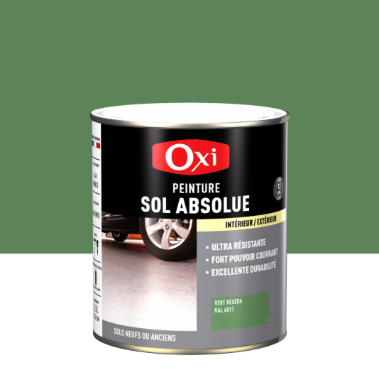 Peinture sol Absolue OXI, RAL 6011, vert réséda satiné, 2.5 l