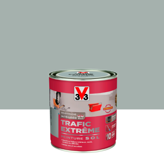 Peinture sol Trafic extrême V33, gris kaolin satiné, 0.5 l