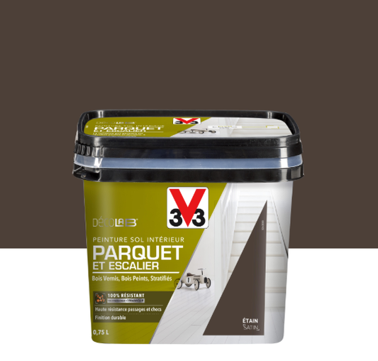 Peinture sol, parquet Escalier décolab® V33, gris étain satiné, 0.75 l