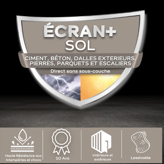 Peinture sol Ecran + DULUX VALENTINE, gris orly satiné, 0.5 l