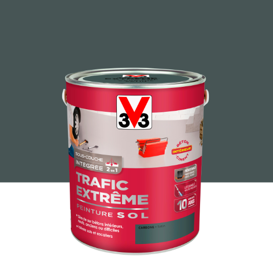 Peinture sol Trafic extrême V33, carbone satiné, 2.5 l