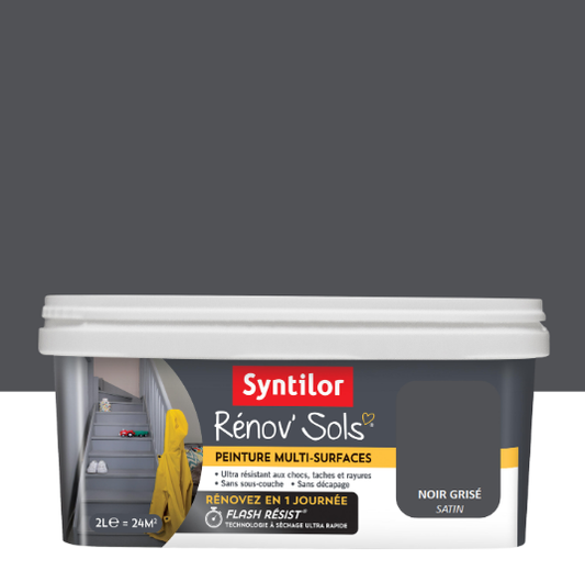 Peinture, carrelage / parquet / laminé Renov sol SYNTILOR, noir grisé satiné, 2