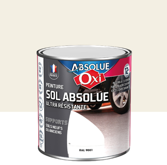 Peinture sol Absolue OXI, RAL 9001, blanc crème satiné, 2.5 l