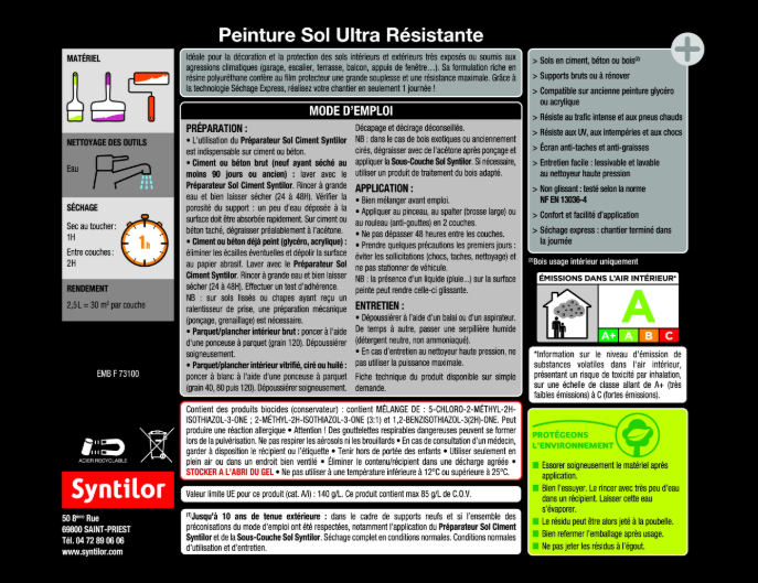 Peinture sol Ultra résistante SYNTILOR, grès satiné, 0.5 l