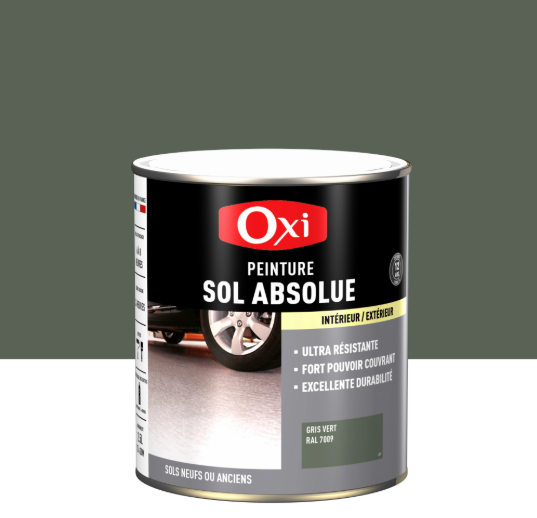 Peinture sol Absolue OXI, RAL 7009, gris vert satiné, 2.5 l