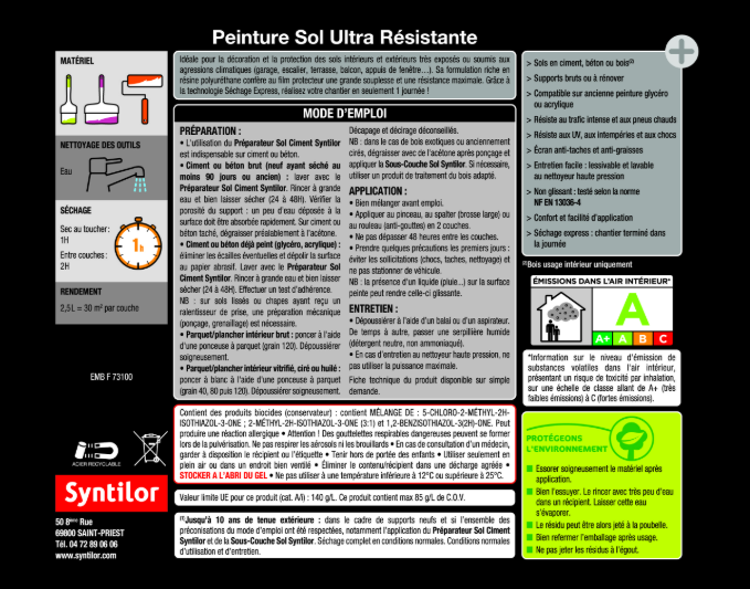 Peinture sol Ultra résistante SYNTILOR, asphalte satiné, 4 l