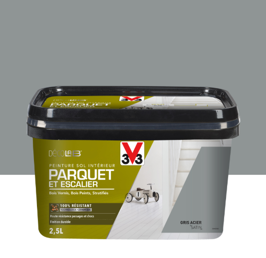 Peinture sol, parquet Escalier décolab® V33, gris acier satiné, 2.5 l