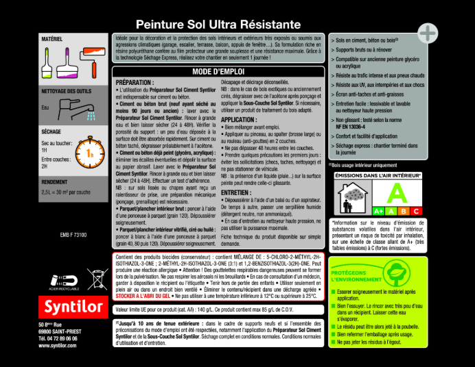 Peinture sol Ultra résistante SYNTILOR, palette satiné, 0.5 l