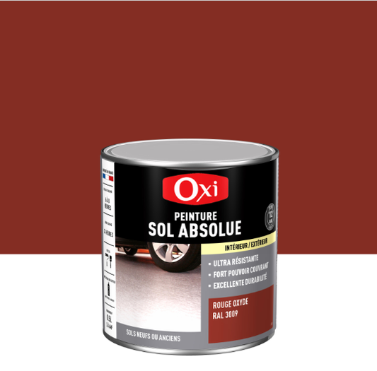 Peinture sol Absolue OXI, RAL 3009, rouge oxydé satiné, 0.5 l
