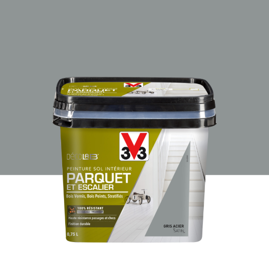 Peinture sol, parquet Escalier décolab® V33, gris acier satiné, 0.75 l