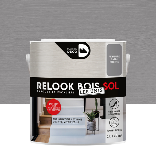 Peinture sol, parquet et escalier Relook bois MAISON DECO, encens satiné, 2 l
