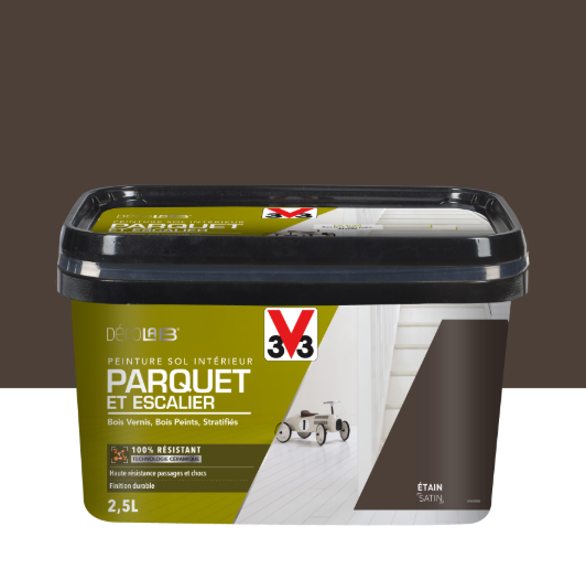 Peinture sol, parquet, escalier décolab® V33, Etain satiné, 2.5l