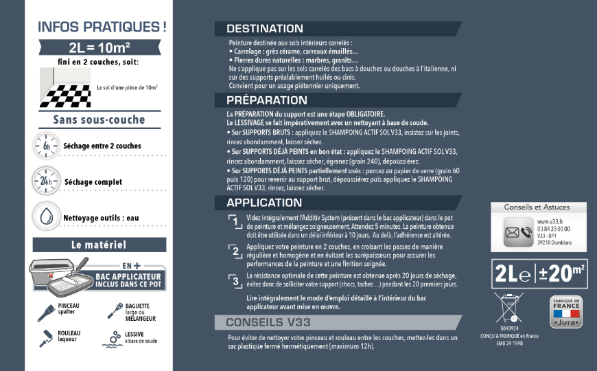 Peinture sol, carrelage Décolab® V33, rouge oxydé satiné, 2 l