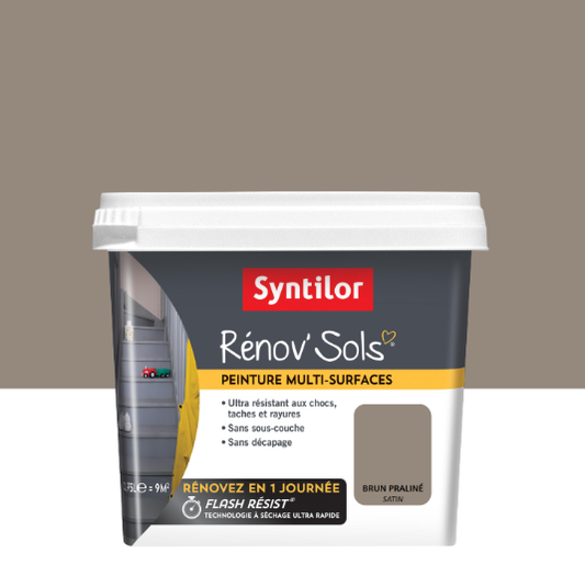 Peinture, carrelage et bois Renov sol SYNTILOR, brun praliné satiné, 0.75 l