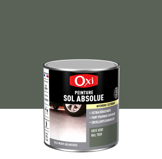 Peinture sol Absolue OXI, RAL 7009, gris vert satiné, 0.5 l