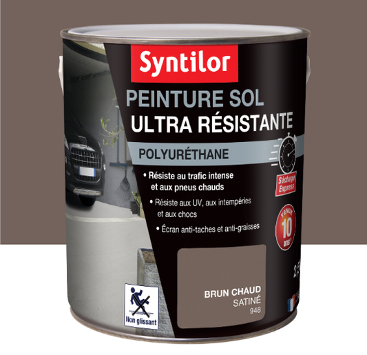 Peinture sol Ultra résistante SYNTILOR, brun chaud satiné, 2.5 l