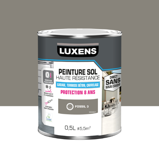 Peinture sol Haute résistance garage béton carrelage LUXENS fossil 3 satiné 0.5l