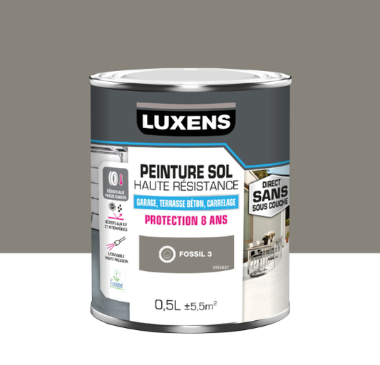 Peinture sol Haute résistance garage béton carrelage LUXENS fossil 3 satiné 0.5l