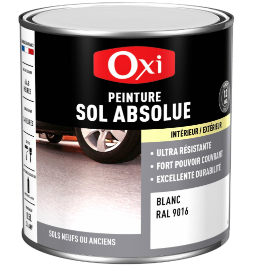 Peinture sol Absolue OXI, RAL 9001, blanc crème satiné, 0.5 l
