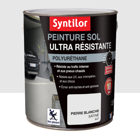Peinture sol Ultra résistante SYNTILOR, pierre blanche satiné, 2.5 l