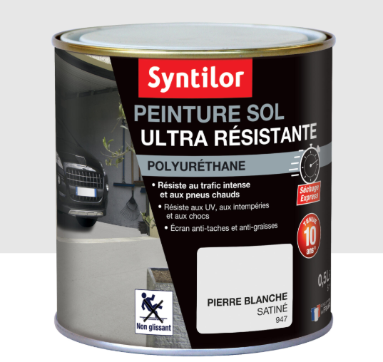 Peinture sol Ultra résistante SYNTILOR, pierre blanche satiné, 0.5 l