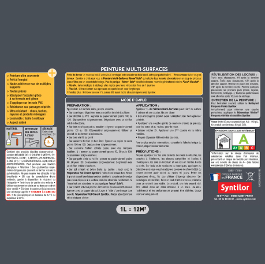 Peinture, carrelage et bois Renov sol SYNTILOR, gris clair satiné, 0.75 l