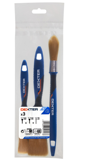 Lot de pinceaux x3 pour peindre une surface lisse, DEXTER