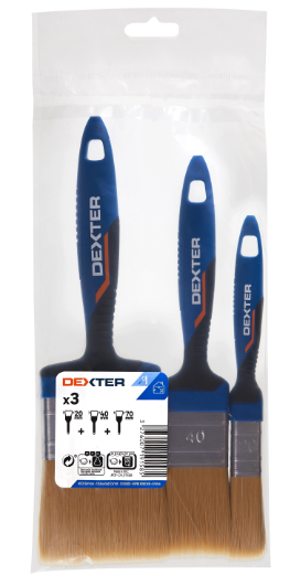 Lot de pinceaux x3 pour peindre une surface lisse, DEXTER