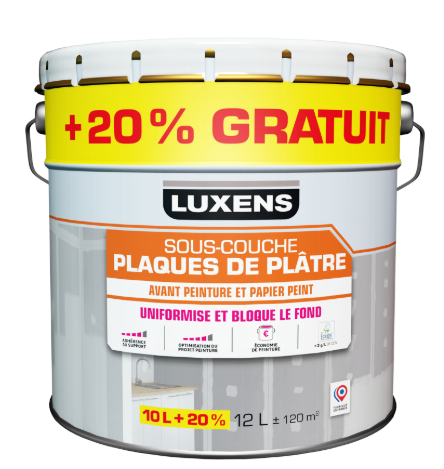 Sous-couche plaque de plâtre LUXENS blanc 10 l + 20 % gratuit