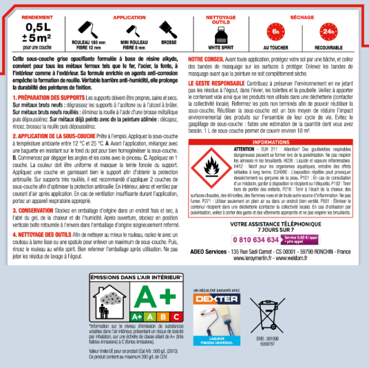 Sous-couche antirouille LUXENS 0.5 l