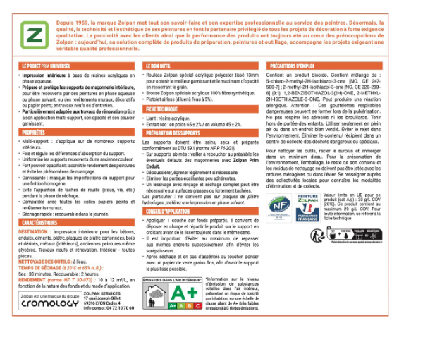 Sous-couche universelle ZOLPAN blanc 15 L