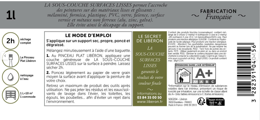 Primaire, Surface lisse, LIBÉRON, blanc 1 l