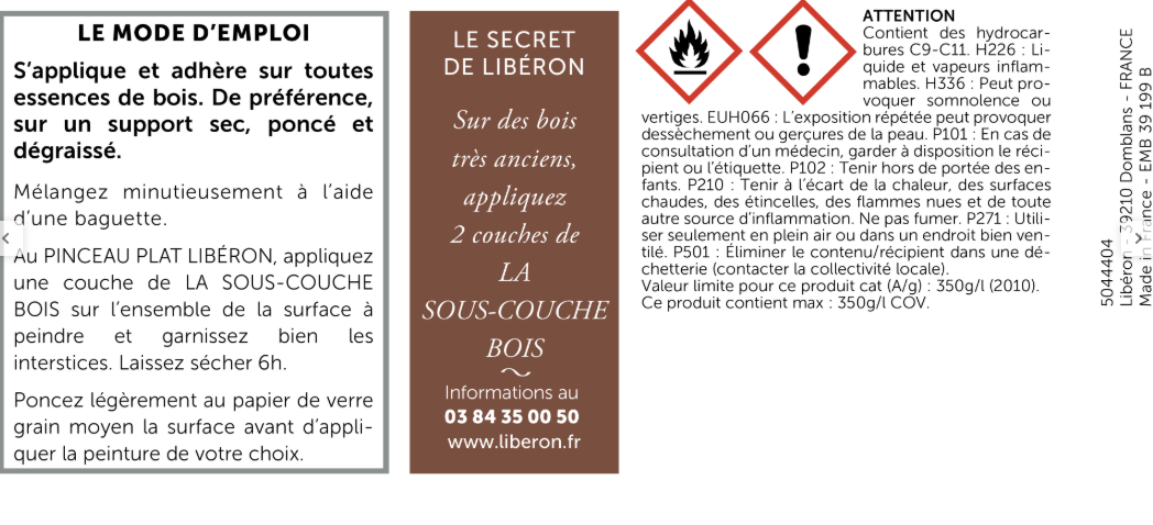 Primaire, Bois tannique, LIBÉRON, blanc 1 l