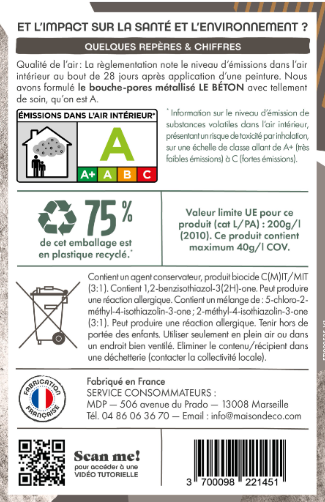 Bouche pores Métal le béton, incolore, 0.5l