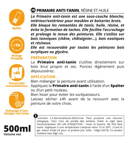 Primaire, Bois tannique, ID, blanc, mat 0.5 l