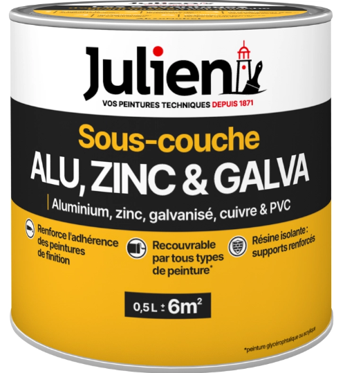 Sous-couche aluminium, zinc, cuivre, galvanisé JULIEN, 0.5 l