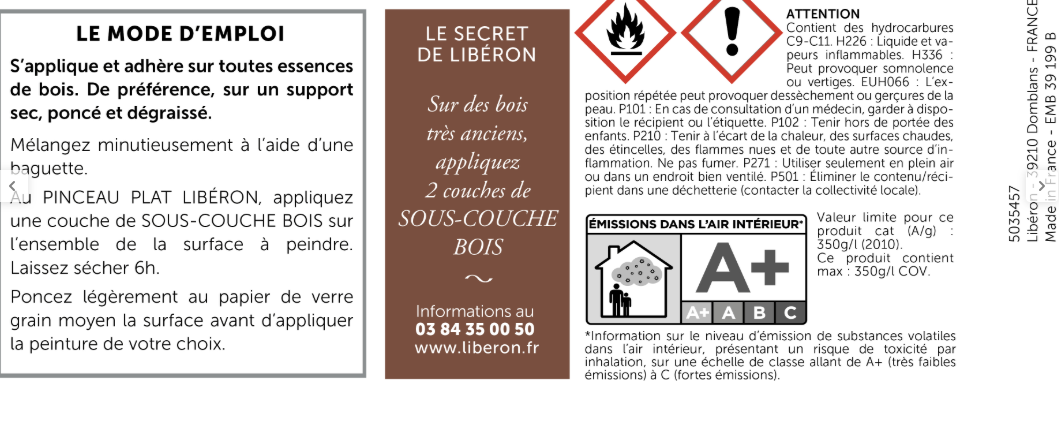 Primaire, Bois tannique, LIBÉRON, blanc 0.5 l