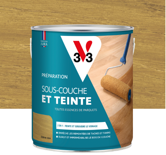Sous-couche et teinte parquet bois Chêne clair V33 incolore 2.5 L