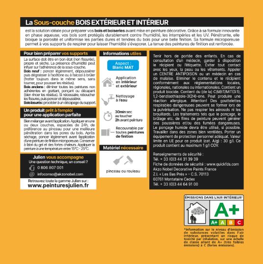 Sous-couche bois intérieur et extérieur JULIEN 0.5 l