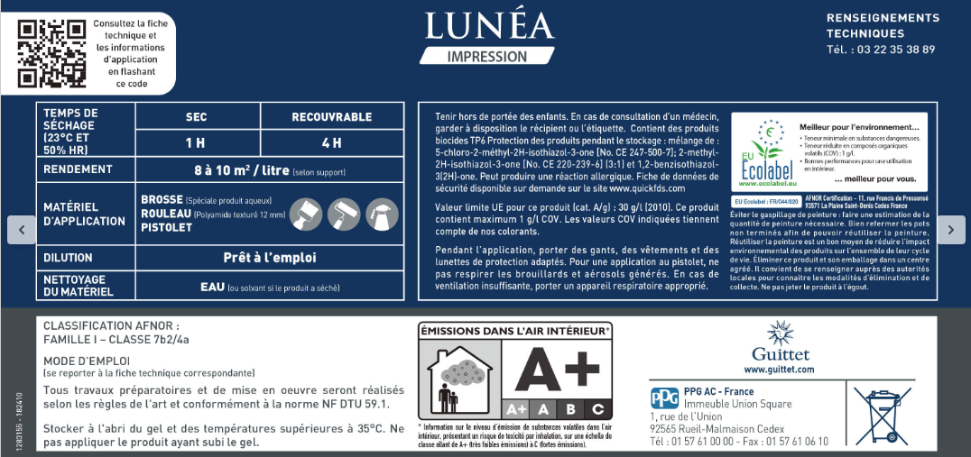 Sous-couche plaque de plâtre GUITTET blanc 10 L