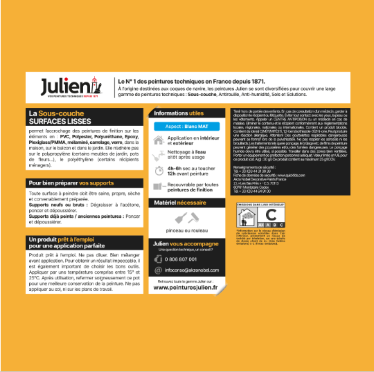 Sous-couche spécifique JULIEN blanc 2.5 L