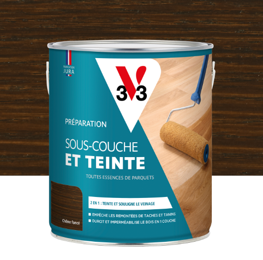 Sous-couche et teinte parquet bois Chêne foncé V33 marron 2.5 L