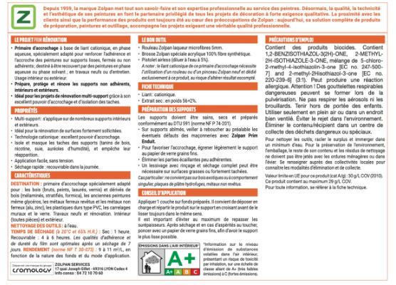 Sous-couche Rénovation ZOLPAN blanc 1 L