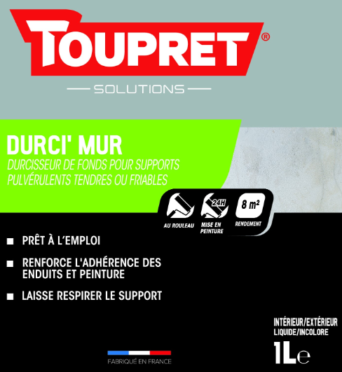 Traitement Durci' mur avant enduit et peinture TOUPRET 1L