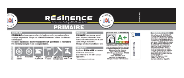 Primaire RESINENCE pour support en résine, plastique et acrylique 0.3l, blanc