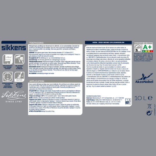 Sous-couche murs et plafonds SIKKENS, 10 l, blanc