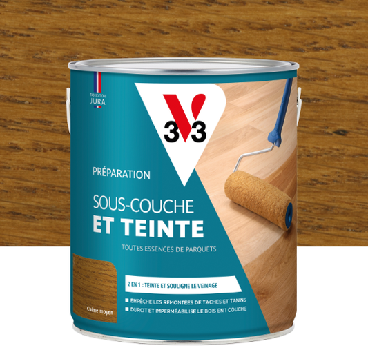 Sous-couche et teinte parquet bois Chêne moyen V33 marron 2.5 L