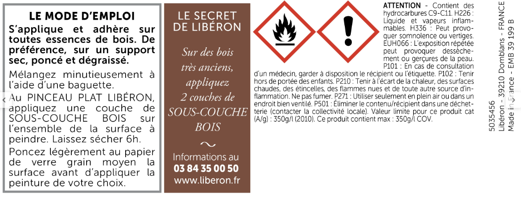 Primaire, Bois tannique, LIBÉRON, blanc 0.25 l